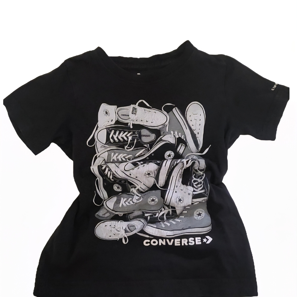 Converse Black Tee with Sneaker Stack Graphic